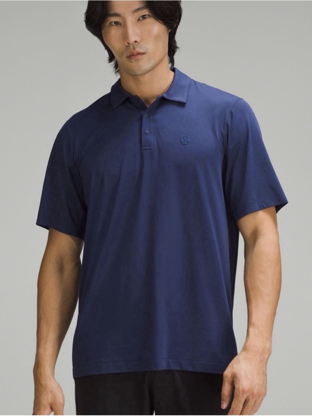 Lululemon Men’s Logo Sport Polo Shirt, Navy Blue, Sz Large